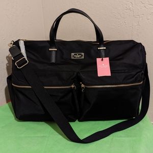Kate Spade Chelsea Nylon Leather Duffel Weekender Travel Overnight Bag NEW